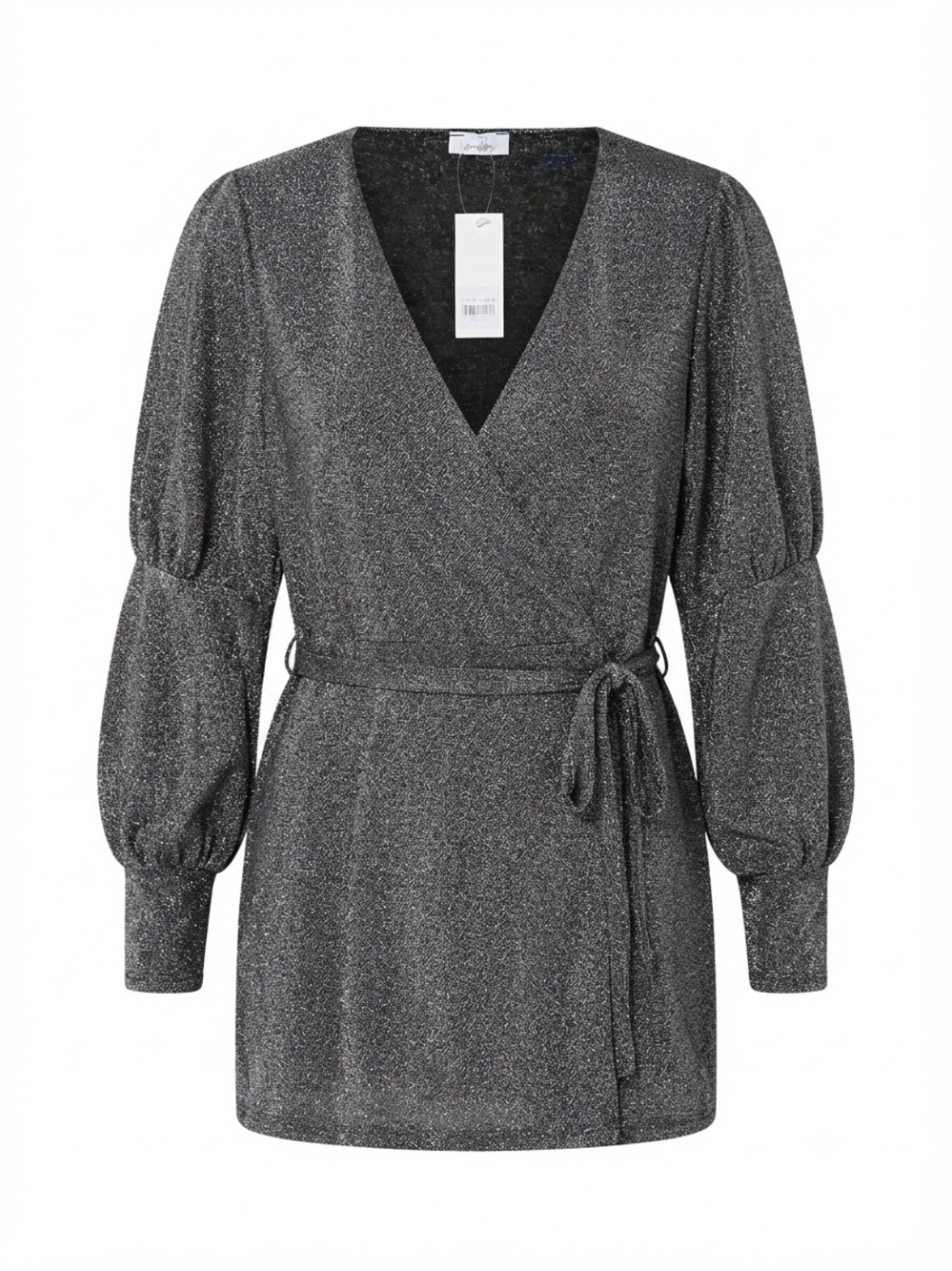 NWT• Yours London Metallic Silver Wrap Top Tunic 3X 4X Plus Size US 22 24 ASOS